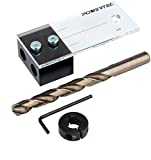 POWERTEC 71498 Dowel Drilling Jig with Cobalt M-35 Drill Bit and Split Ring Stop Collar, 1/2-Inch