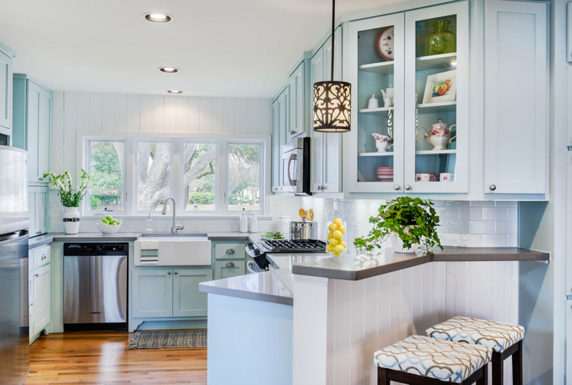 Blue Kitchen Cabinets - Sebring Design Build