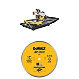DEWALT D24000 1.5-Horsepower 10-Inch Wet Tile Saw with DEWALT DW4761 10-Inch Wet Cutting Continuous Rim Saw Blade with 5/8-Inch Arbor for Ceramic or Tile