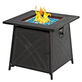 BALI OUTDOORS Firepit LP Gas Fireplace 28' Square Table 50,000BTU Fire Pit, Black